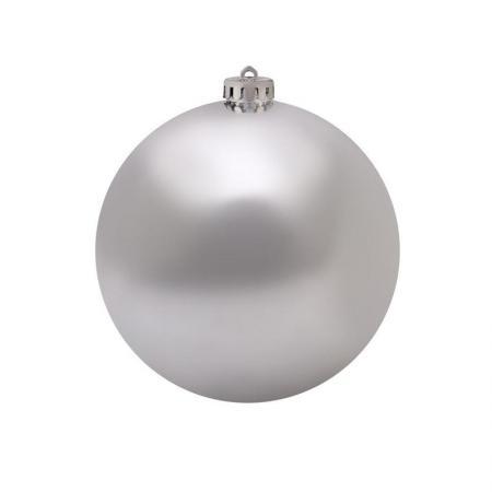 Елочная игрушка Шар пластик серебристый (диаметр 15 см)